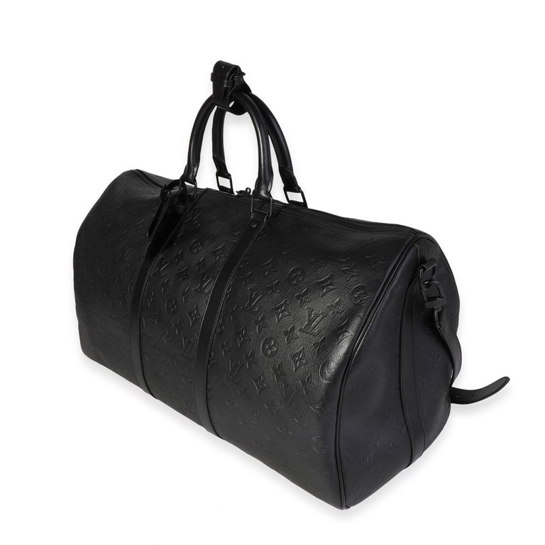 Louis Vuitton Black Monogram Shadow leather Keepall Bandoulière 50 at  1stDibs
