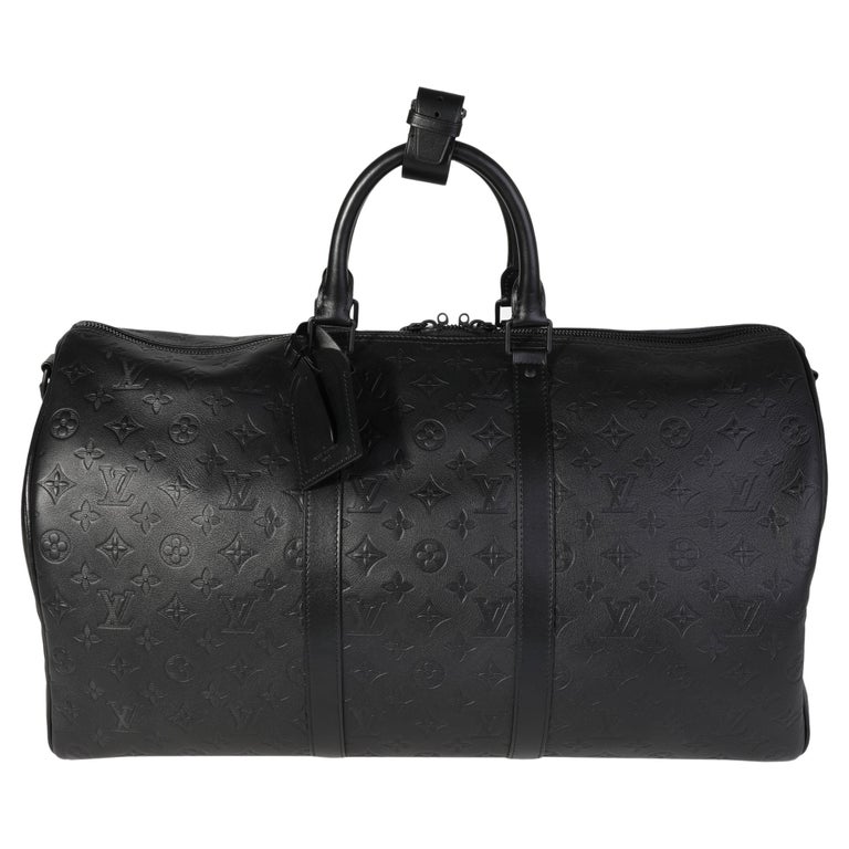 Louis Vuitton Black Monogram Shadow Leather Keepall Bandoulière 50 For ...