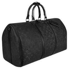Louis Vuitton Black Monogram Shadow leather Keepall Bandoulière 50