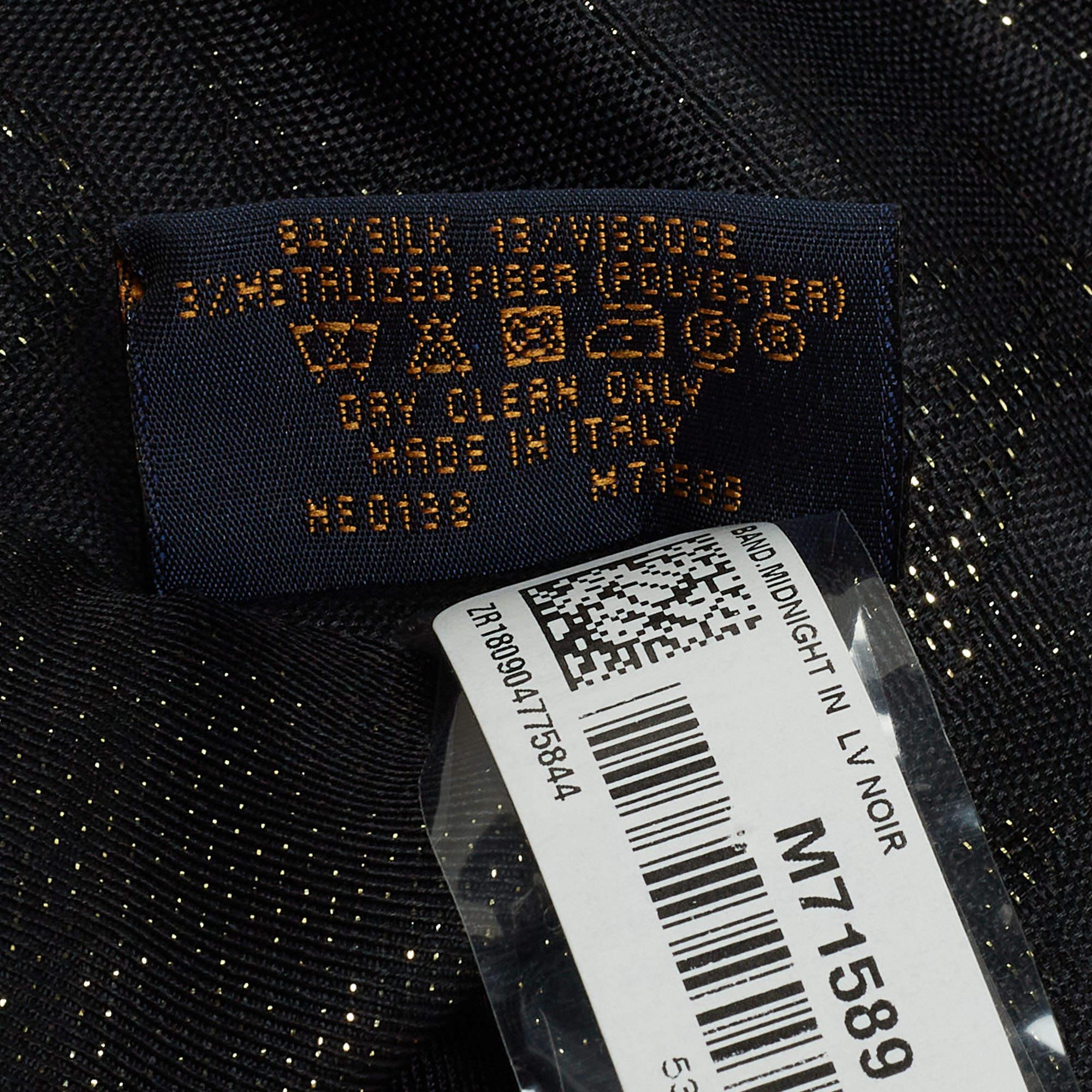 Louis Vuitton écharpe bandeau à franges en soie noire avec monogramme Neuf - En vente à Dubai, Al Qouz 2