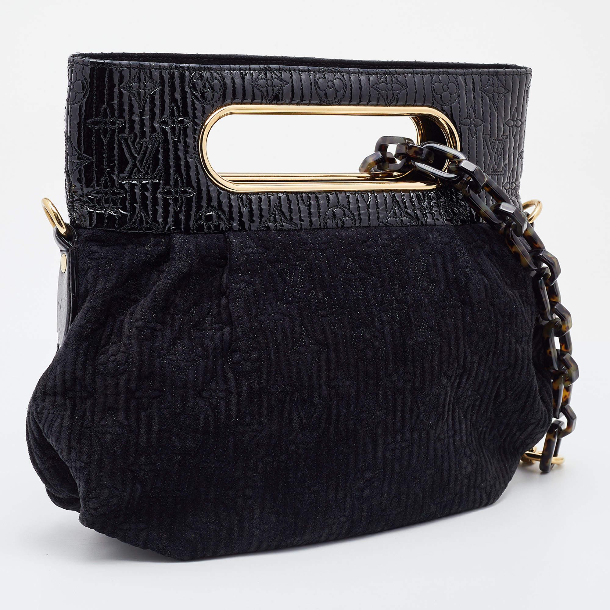 Women's Louis Vuitton Black Monogram Suede Patent Limited Edition Motard Afterdark Bag