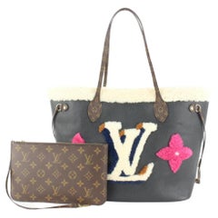 Louis Vuitton - Sac fourre-tout Neverfull MM en peau de mouton noir avec monogramme Teddy, 31lk510s