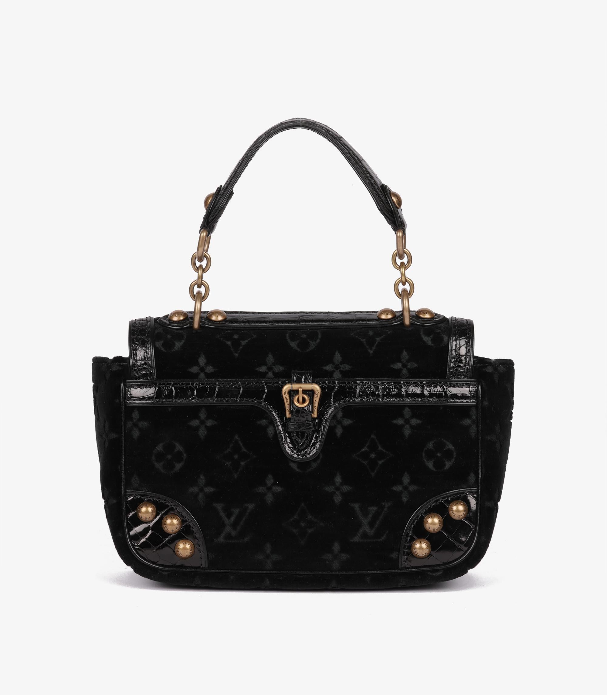 Louis Vuitton Black Monogram Velours Velvet & Shiny Alligator Leather Irvine im Zustand „Hervorragend“ im Angebot in Bishop's Stortford, Hertfordshire
