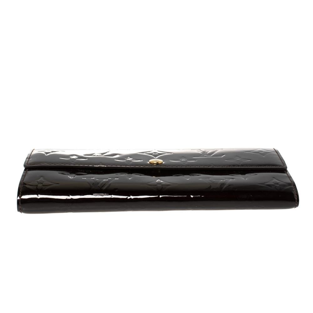 Women's Louis Vuitton Black Monogram Vernis Leather Sarah Wallet