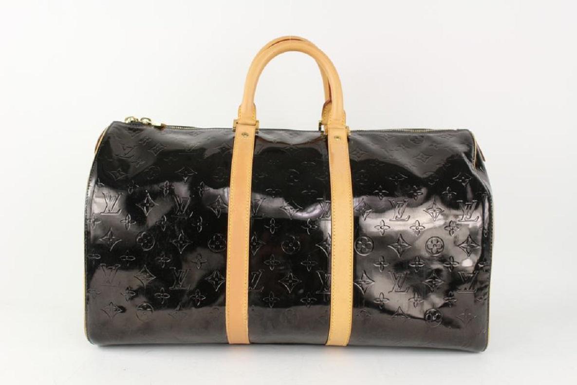Louis Vuitton Black Monogram Vernis Mercer Keepall Boston Duffle Bag 1025lv11  For Sale 1