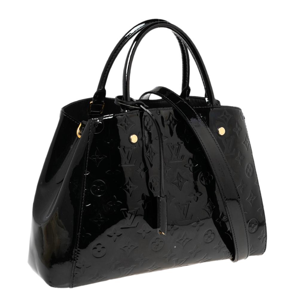 Women's Louis Vuitton Black Monogram Vernis Montaigne MM Bag