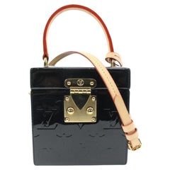 Louis Vuitton - Sac à main noir « Vernis Noir Bleecker Box » avec monogramme, 2 voies, s28lv10