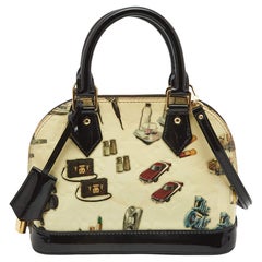 Louis Vuitton Borsa nera Monogram Vernis Stickers Alma BB