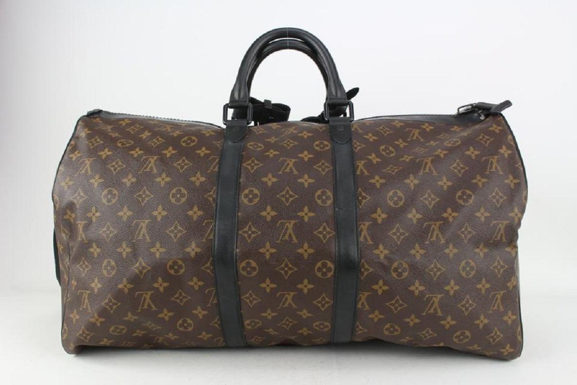 Louis Vuitton Black Monogram Waterproof Keepall Bandouliere 55 Duffle Bag 812lv4 3