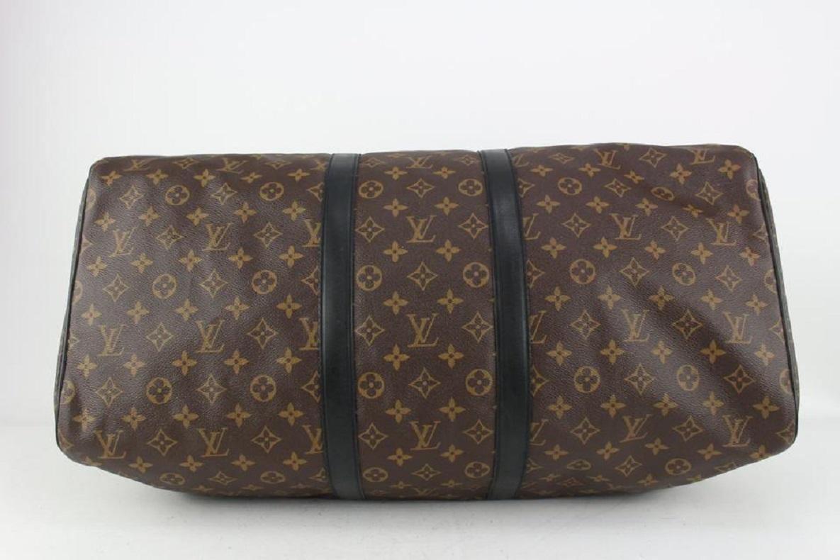 Louis Vuitton Black Monogram Waterproof Keepall Bandouliere 55 Duffle Bag 812lv4 4