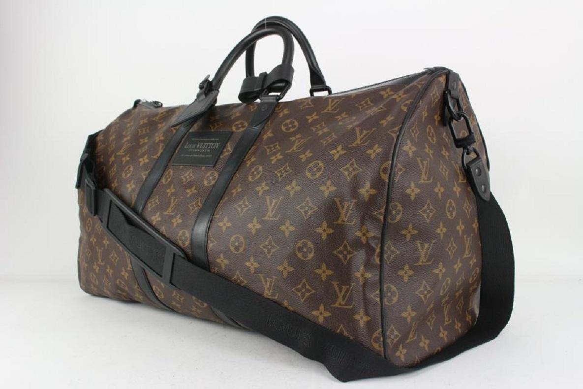 Louis Vuitton Black Monogram Waterproof Keepall Bandouliere 55 Duffle Bag 812lv4
