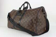 Louis Vuitton Black Monogram Waterproof Keepall Bandouliere 55 Duffle Bag 812lv4