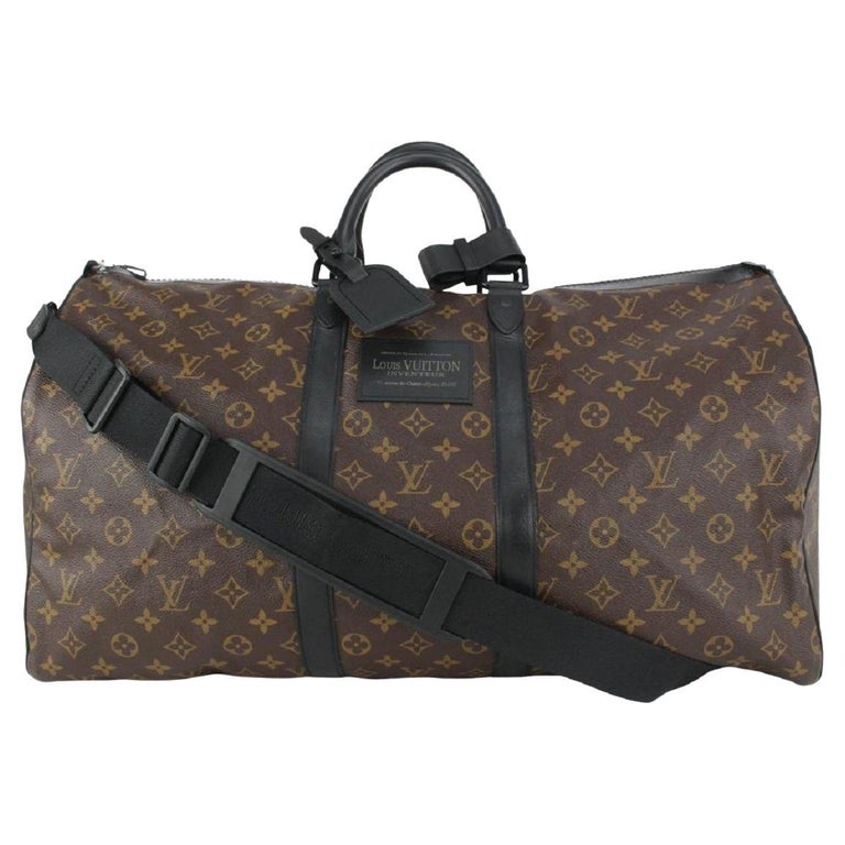 Louis Vuitton Black Monogram Waterproof Keepall Bandouliere 55 Duffle