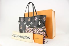 Louis Vuitton Black Monogram Wild at Heart Neverfull MM with Pouch 233lv89