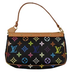 Used Louis Vuitton Black Multi Color Monogram Clutch Bag