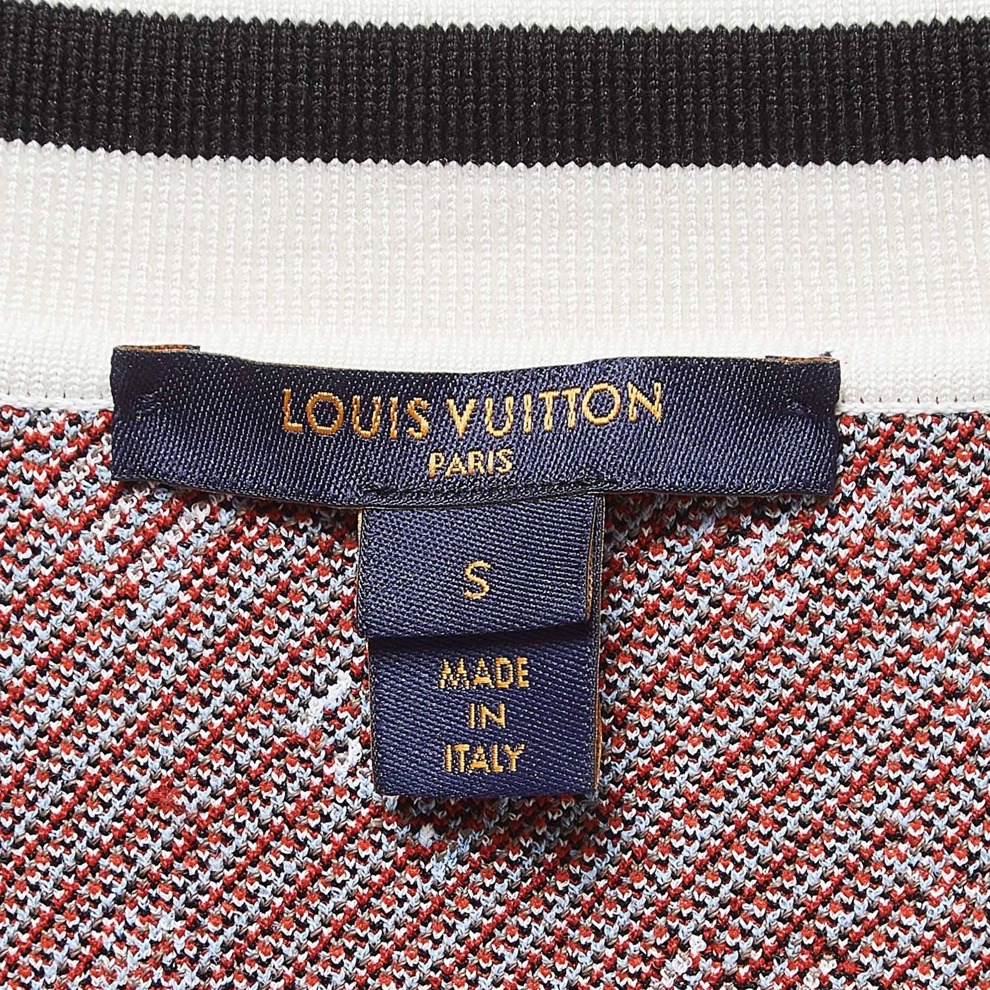Louis Vuitton Black/Multicolor Logo Intarsia Knit Polo T-Shirt S For Sale 1