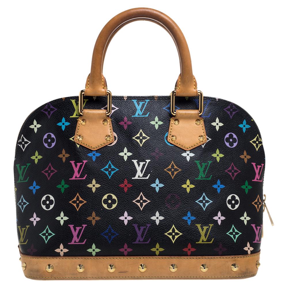 AUTHENTIC Louis Vuitton Alma Black Monogram Multicolor PM PREOWNED