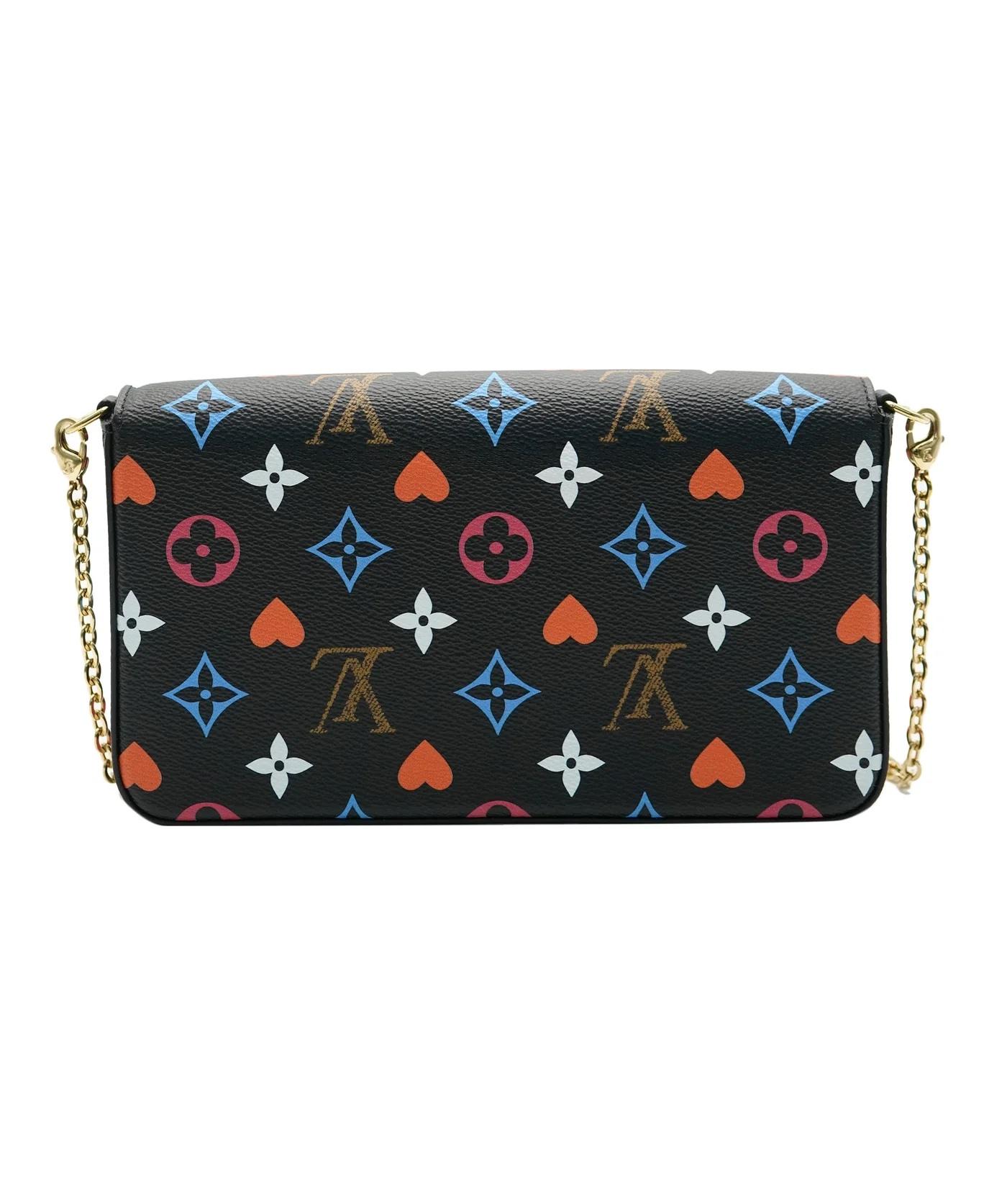 Listing Title: Louis Vuitton Black Multicolor Monogram Canvas Game On Felicie Pochette
SKU: 138859
MSRP: 1350.00 USD
Condition: Pre-owned 
Handbag Condition: Excellent
Condition Comments: Item is in excellent condition and displays light signs of