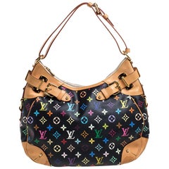 Louis Vuitton Black Multicolor Monogram Canvas Greta Bag at