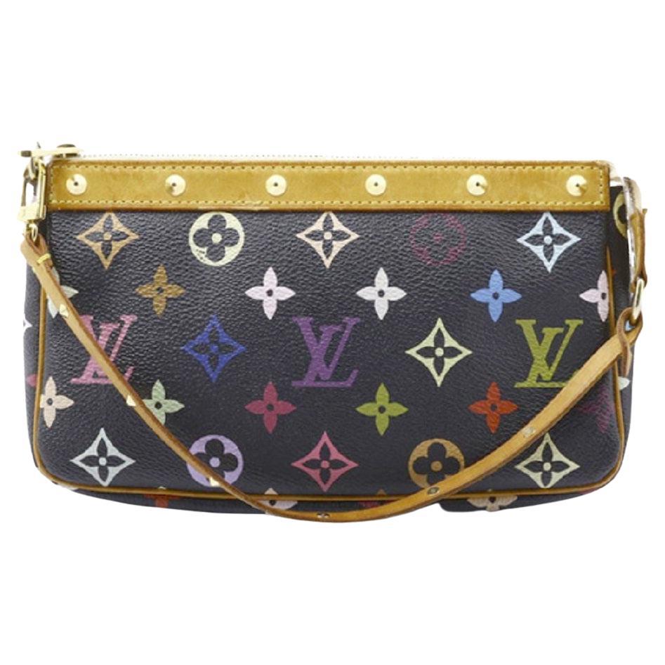 Louis Vuitton Black Multicolor Monogram Canvas Leather Pochette Shoulder Bag For Sale