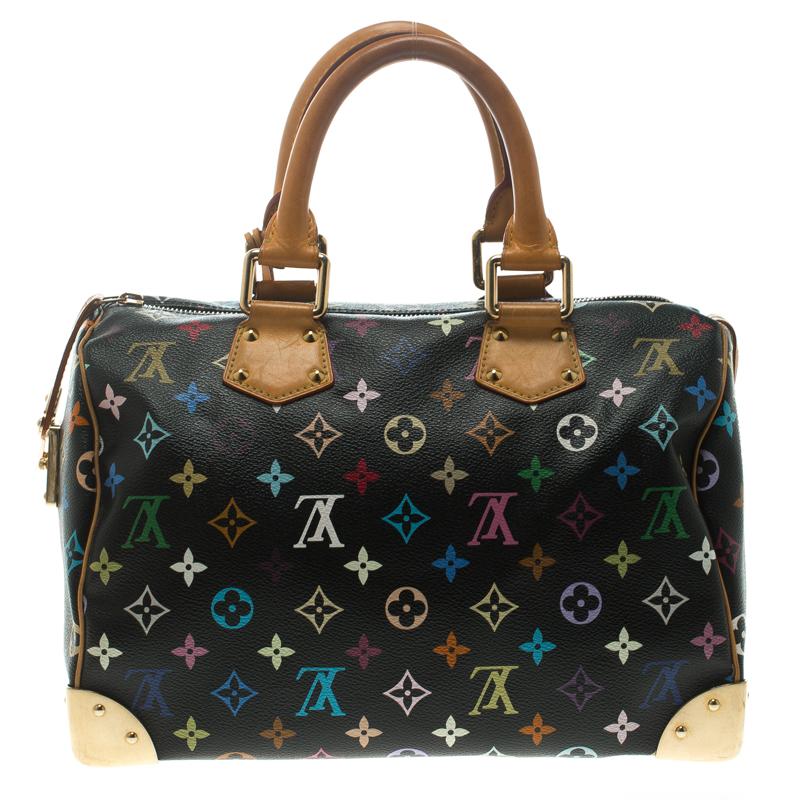 A traditional style that takes you back to the 1960’s, Speedy was one of the first bags made by Louis Vuitton for everyday use. Black in color the bag is crafted from Louis Vuitton's multicolor monogram canvas. It has gold tone hardware and enough