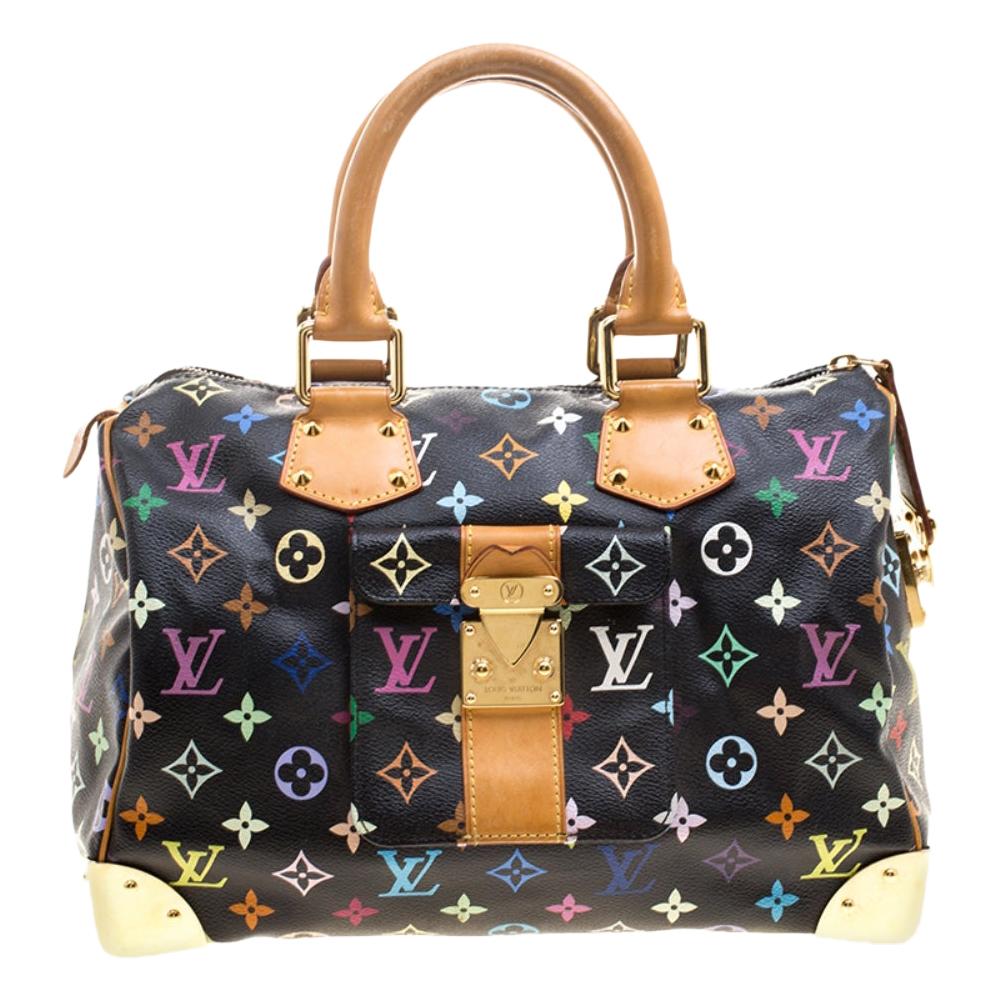 Louis Vuitton Black Multicolor Monogram Canvas Speedy 30