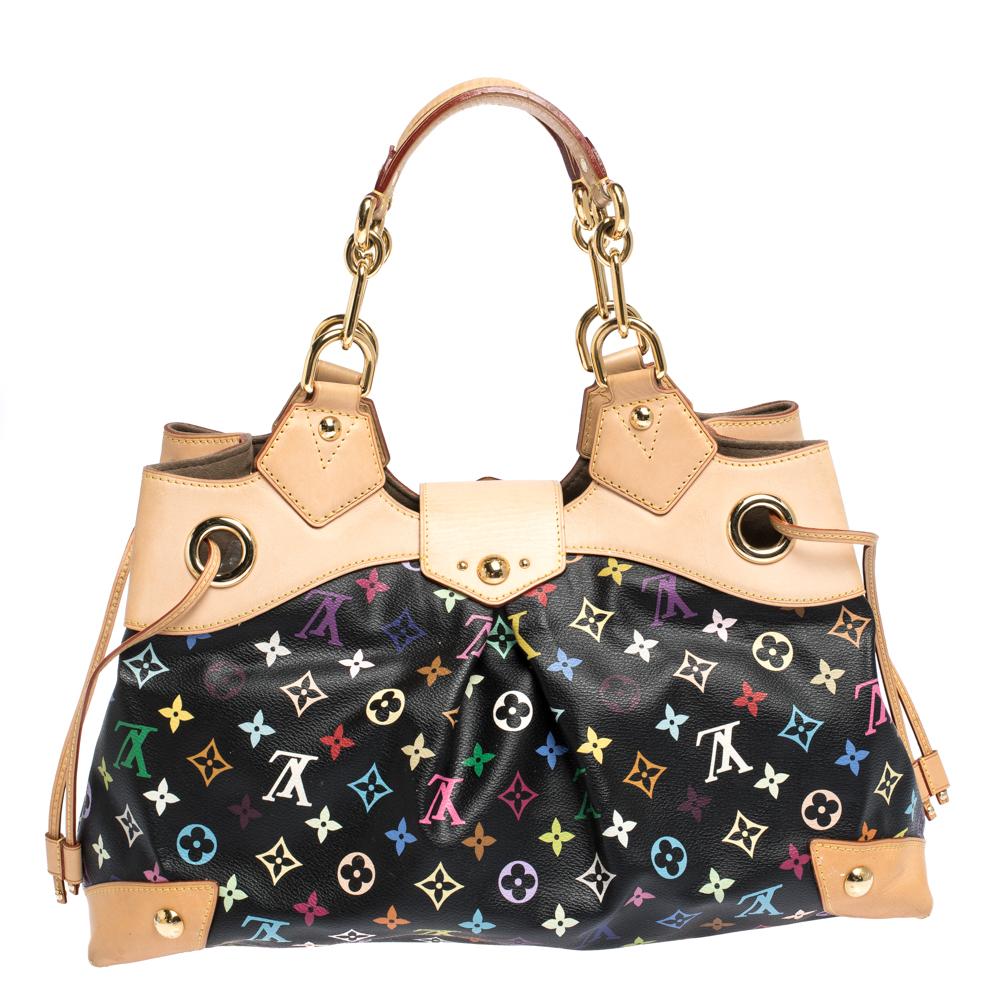 It is every woman's dream to own a Louis Vuitton handbag as appealing as this one. Crafted from their signature multicolor monogram canvas, this bag features dual handles and a front flap with push-lock closure. While the string detail on the sides