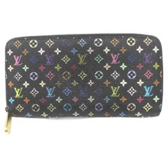 Louis Vuitton Black Multicolor Noir Long Zippy Wallet Zip Around 860204