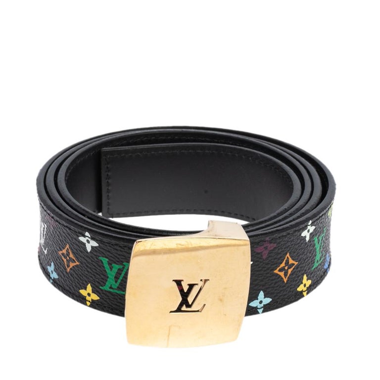 Louis Vuitton Black Multicolore Monogram Canvas LV Cut Belt 90 CM For ...