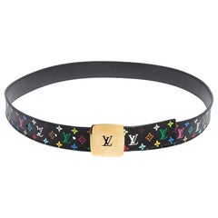 Louis Vuitton Black Multicolore Monogram Canvas LV Cut Belt 90 CM