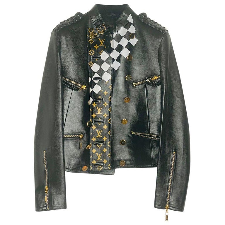 Louis Vuitton black multicoloured leather jacket For Sale at 1stDibs