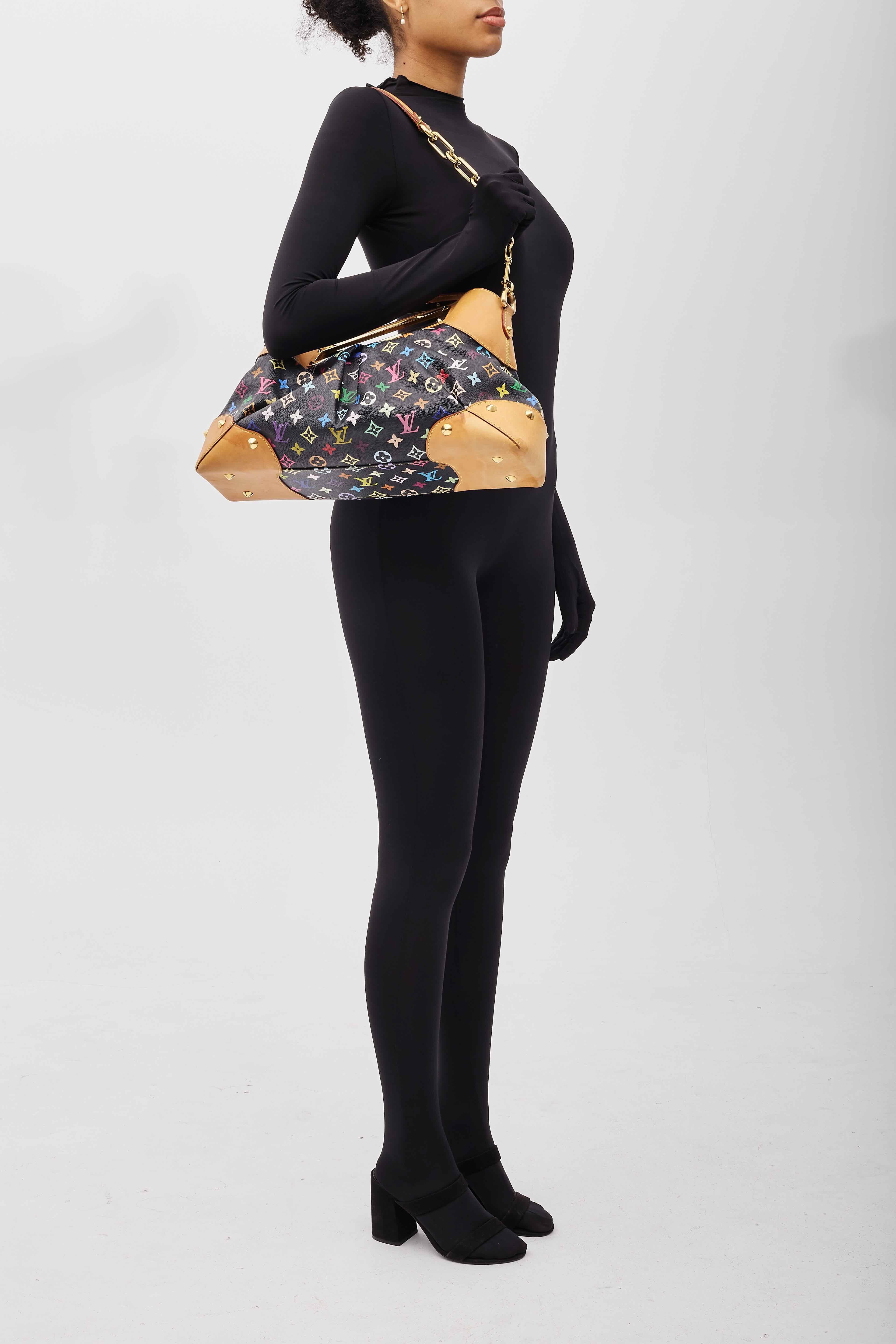 Louis Vuitton Black Murakami Multicolor Monogram Judy Bag GM For Sale 4