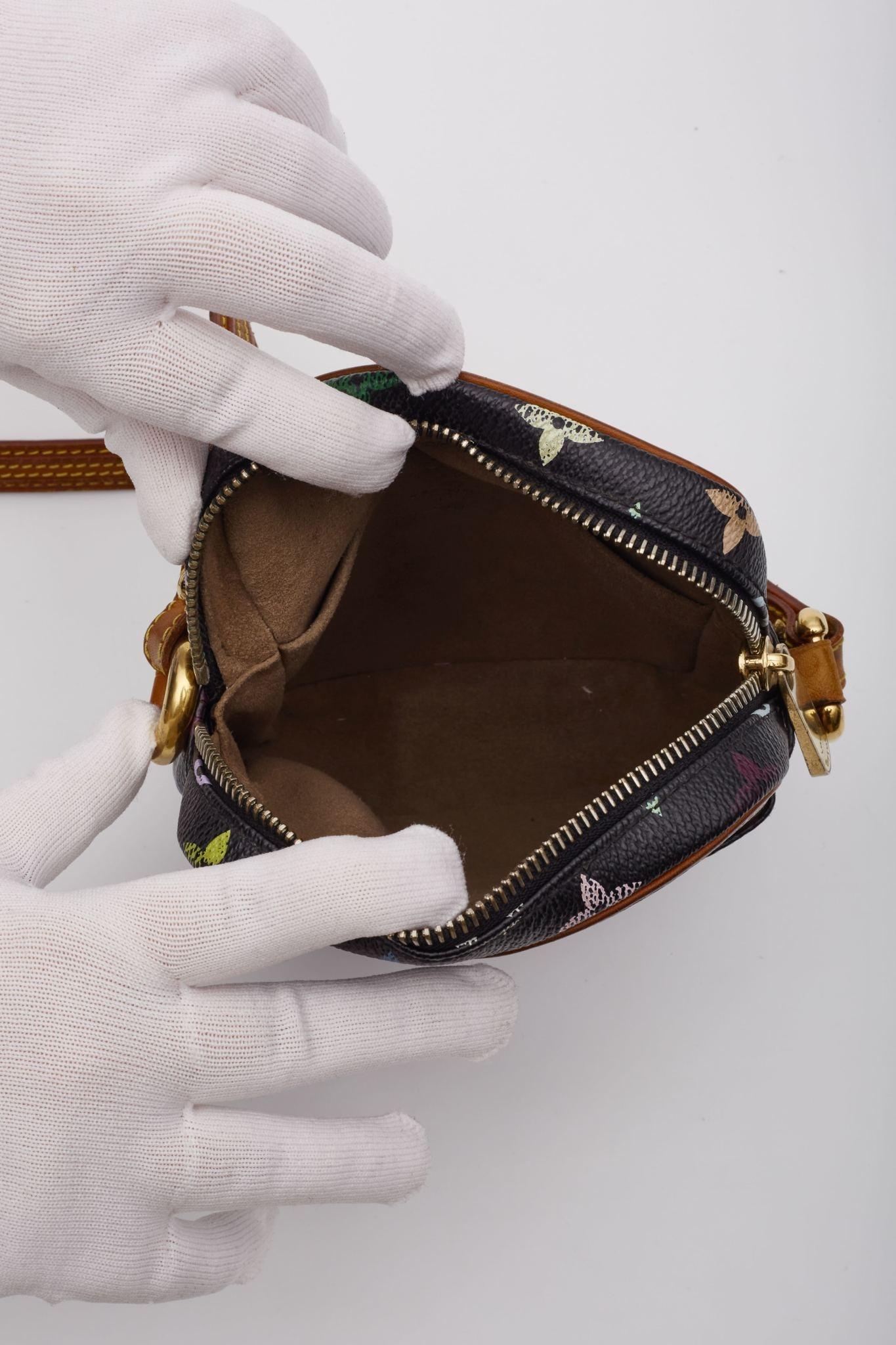 Louis Vuitton Black Murakami Multicolor Monogram Rift Bag For Sale 7