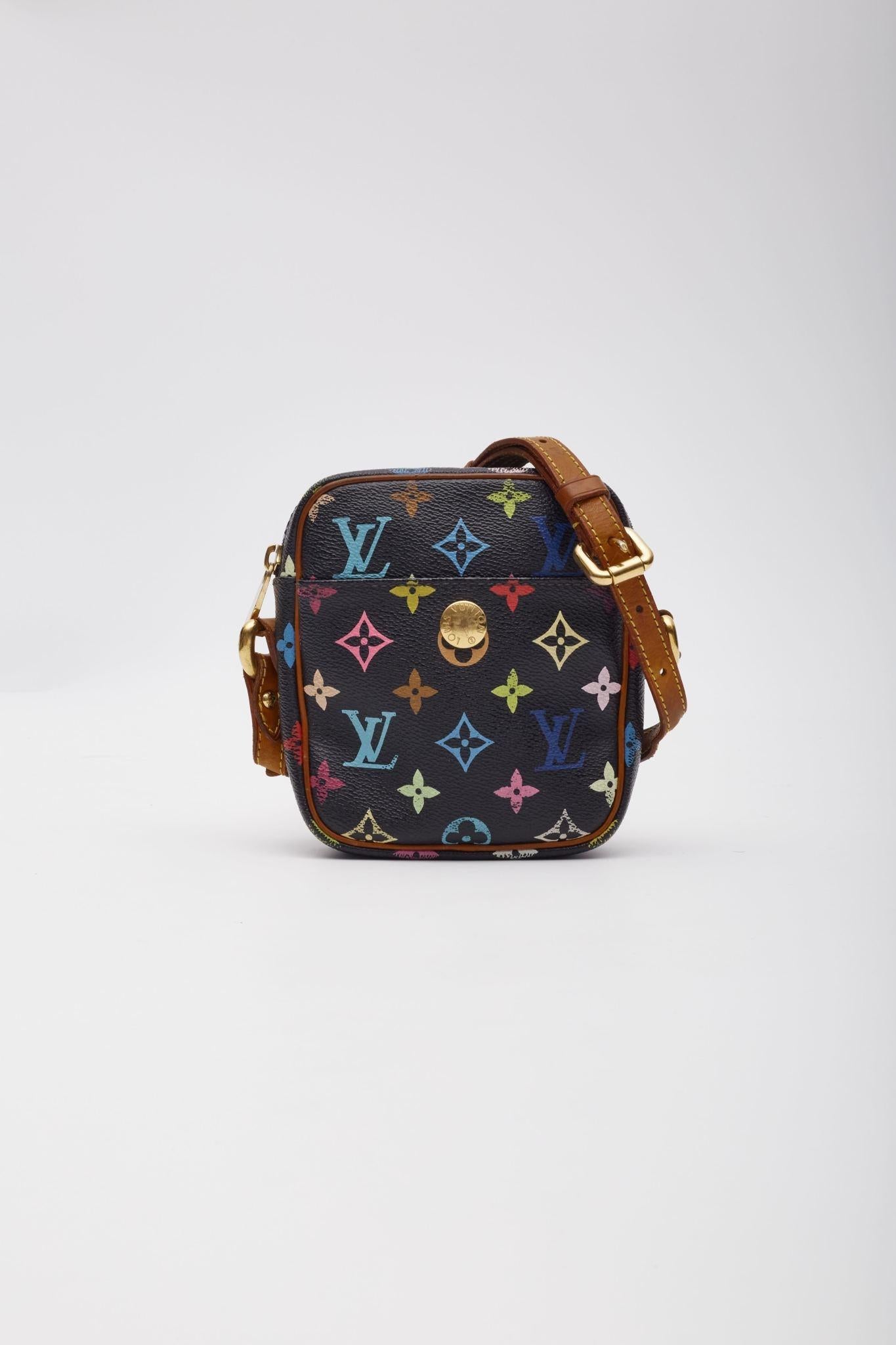 Louis Vuitton Black Murakami Multicolor Monogram Rift Bag In Good Condition For Sale In Montreal, Quebec