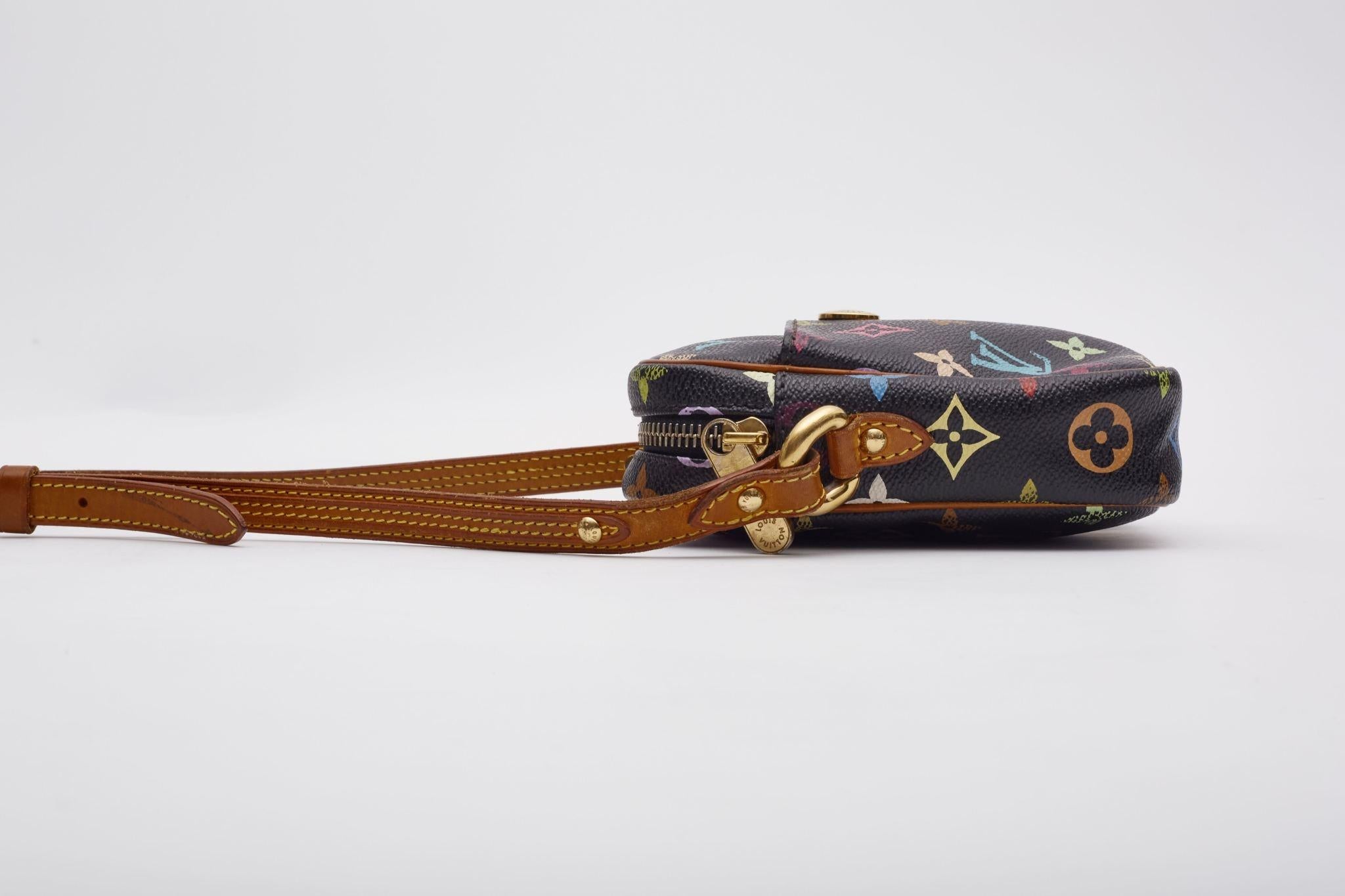 Louis Vuitton Black Murakami Multicolor Monogram Rift Bag For Sale 2