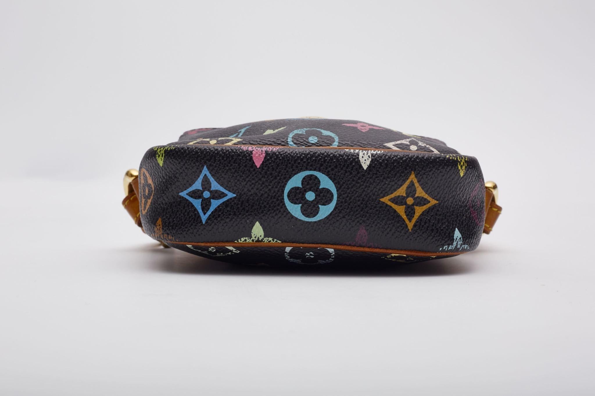 Louis Vuitton Black Murakami Multicolor Monogram Rift Bag For Sale 3