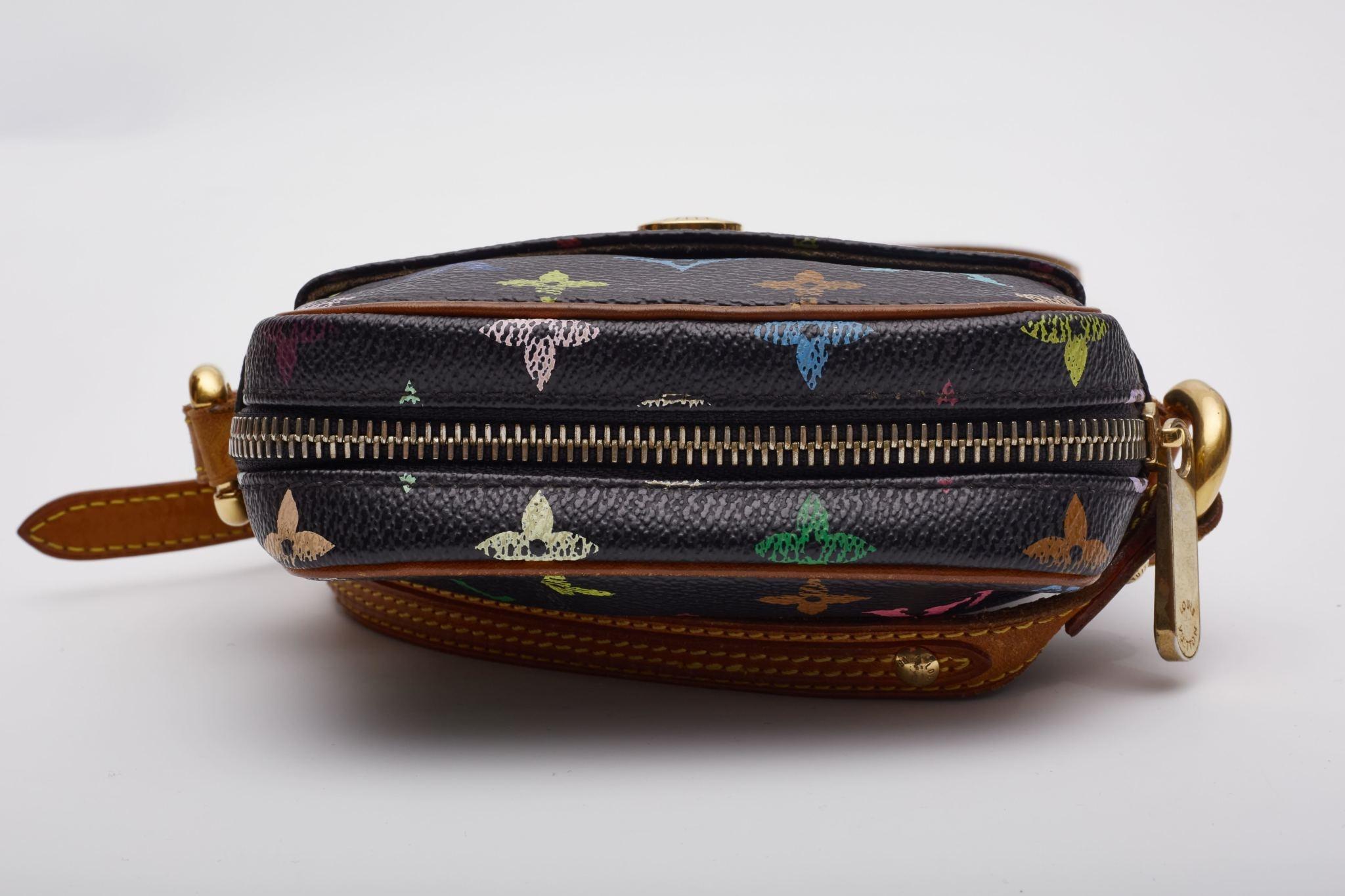 Louis Vuitton Black Murakami Multicolor Monogram Rift Bag For Sale 5