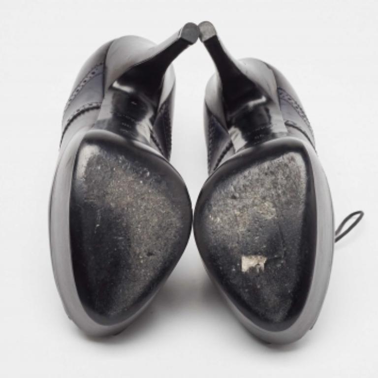 Schwarz/Navy Blau Leder Peep Toe Plateau-Spitzenstiefel von Louis Vuitton Größe 39 im Angebot 2