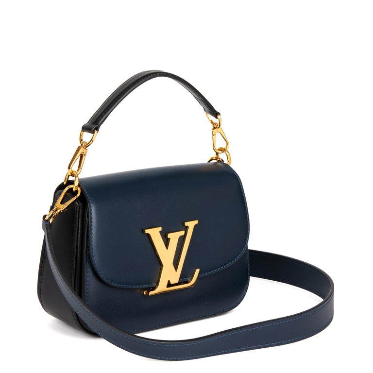 LOUIS VUITTON Black and Navy Box Calf Leather Vivienne at 1stDibs