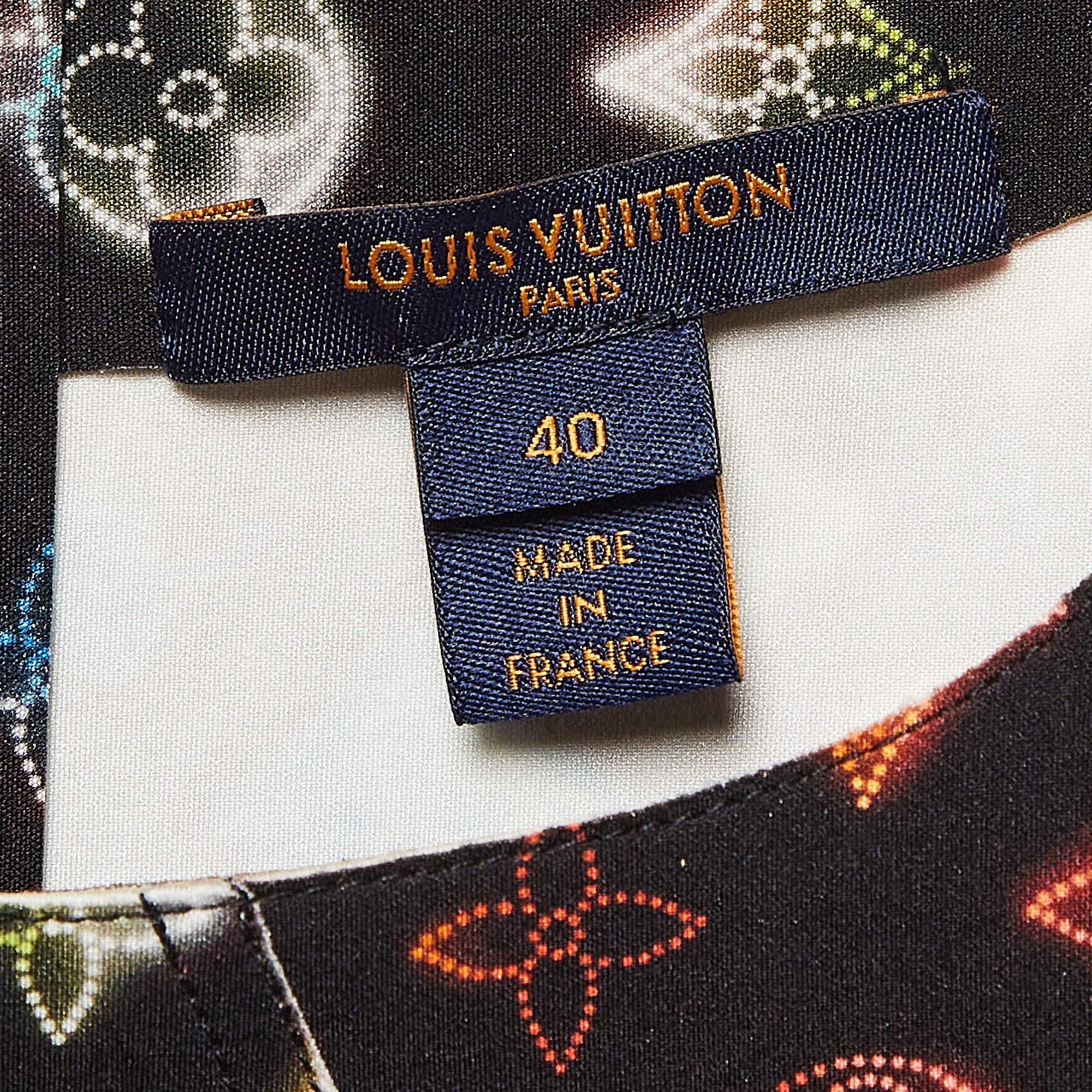 Women's Louis Vuitton Black Neon Mahina Monogram Neoprene Fitted Dress M