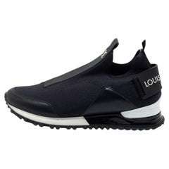 Louis Vuitton Black Neoprene and Leather Run Away Slip On Sneakers Size 36.5