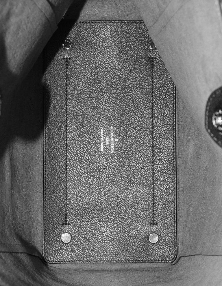 Louis Vuitton Black Perforated Mahina Leather Monogram Hina mm Tote Silver Hardware, 2019 (Like New), Womens Handbag