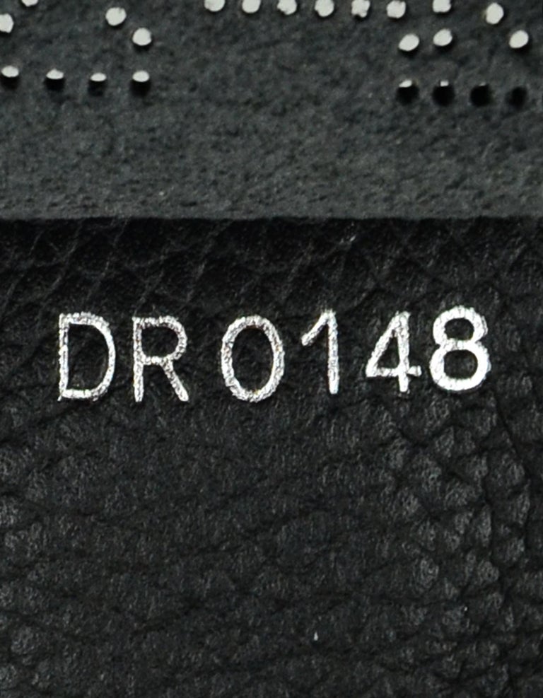 Black Perforated Mahina Leather Monogram Hina MM Tote Silver Hardware, 2019