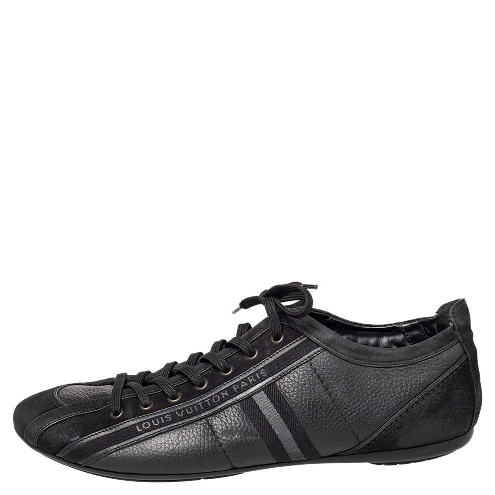 Louis Vuitton Black Nubuck And Leather Cosmos Low Top Sneakers Size 43.5 For Sale 1