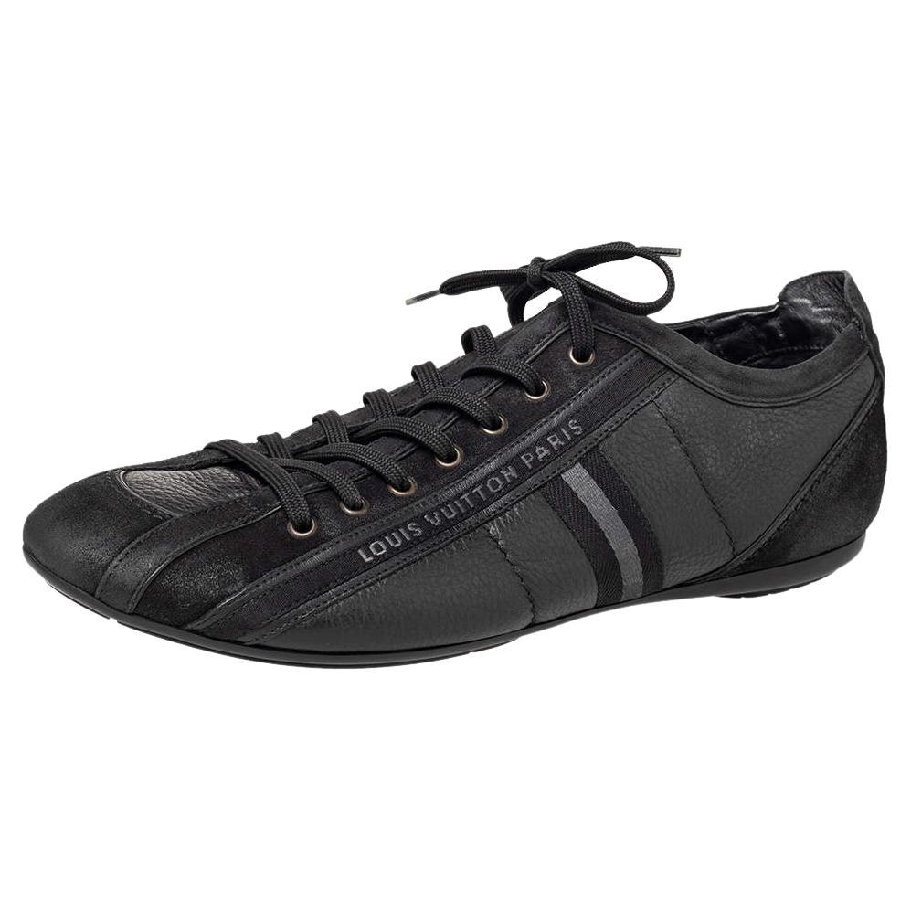 Louis Vuitton Black Nubuck And Leather Cosmos Low Top Sneakers Size 43.5 For Sale