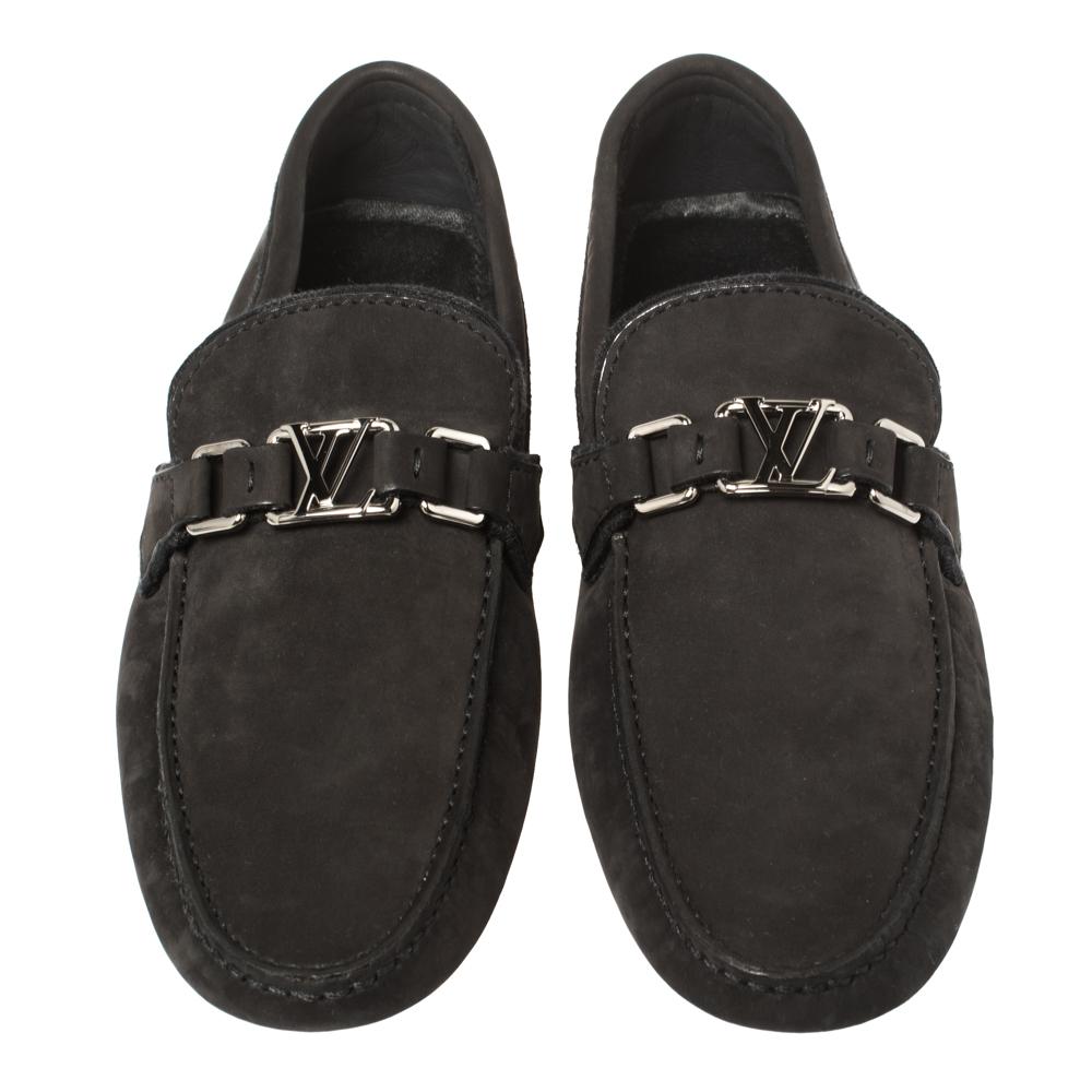 Louis Vuitton Black Nubuck Hockenheim Loafers Size 41.5 In Good Condition In Dubai, Al Qouz 2