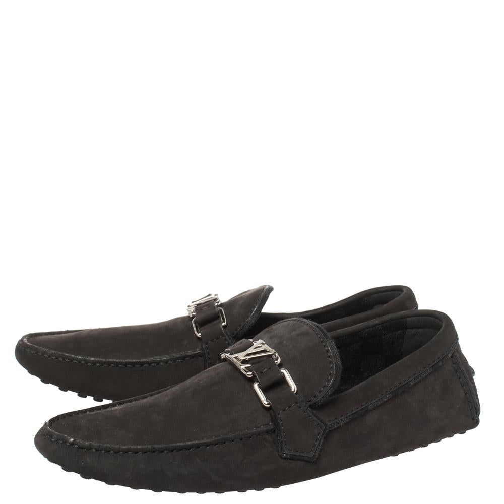 Men's Louis Vuitton Black Nubuck Hockenheim Loafers Size 41.5