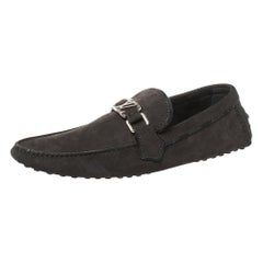 Louis Vuitton Black Nubuck Hockenheim Loafers Size 41.5