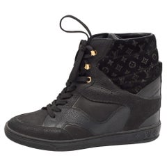 Louis Vuitton Black Nubuck Leather and Suede Cliff Sneakers Size 37