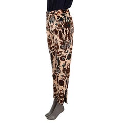 LOUIS VUITTON black nude & brown 2014 FLORAL VELVET Pants 40 M
